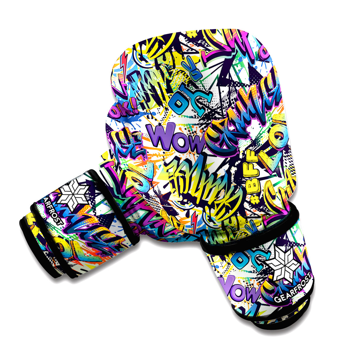 Graffiti Text Pattern Print Boxing Gloves