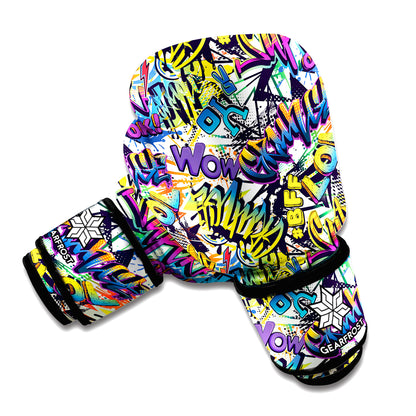 Graffiti Text Pattern Print Boxing Gloves