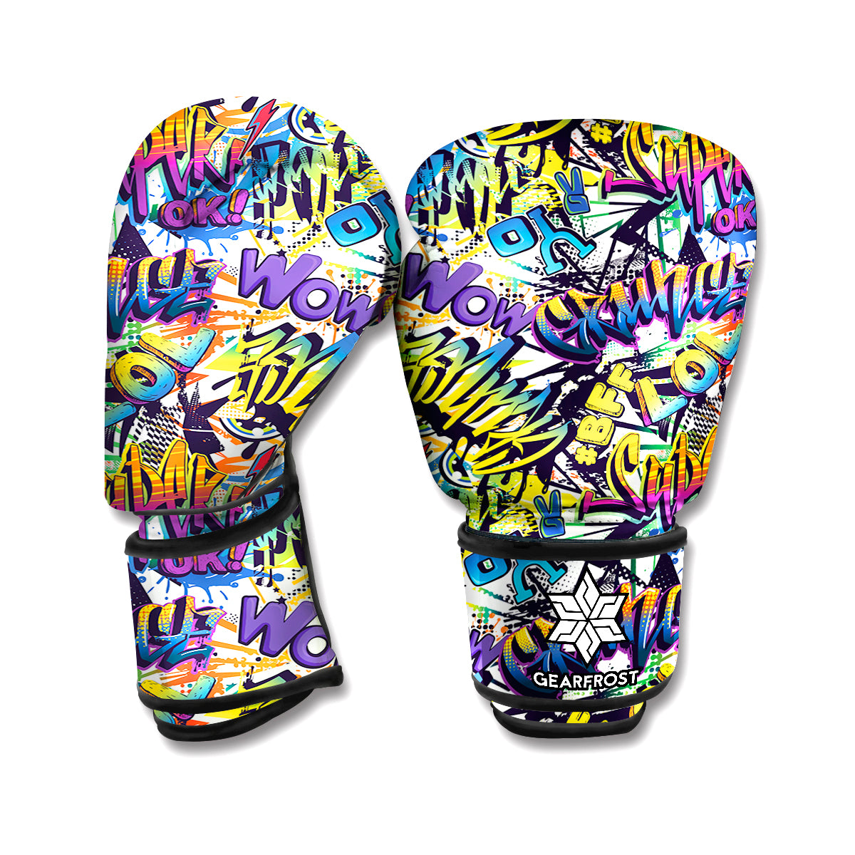 Graffiti Text Pattern Print Boxing Gloves