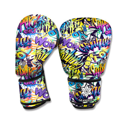 Graffiti Text Pattern Print Boxing Gloves
