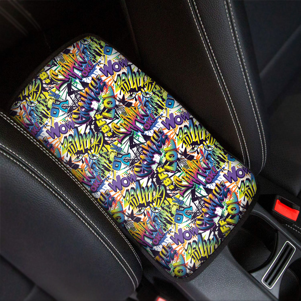 Graffiti Text Pattern Print Car Center Console Cover