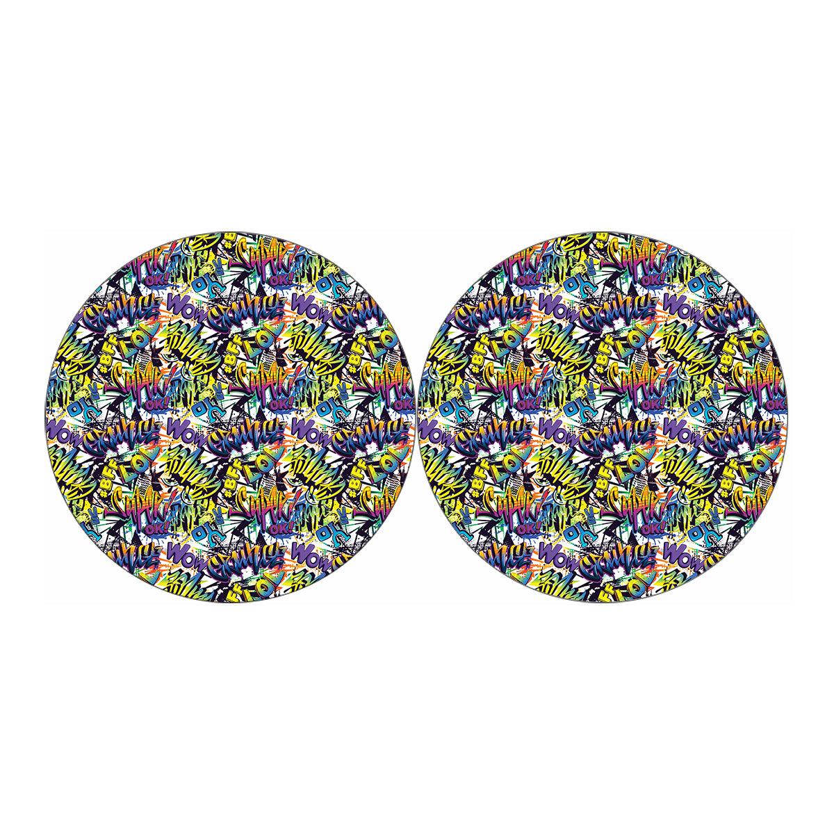 Graffiti Text Pattern Print Car Coasters