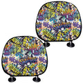 Graffiti Text Pattern Print Car Headrest Covers