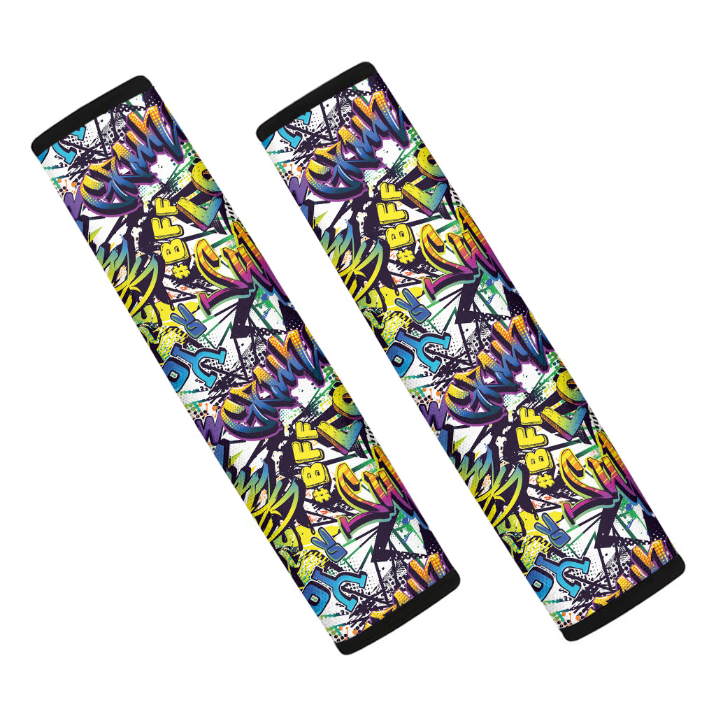 Graffiti Text Pattern Print Car Seat Belt Covers
