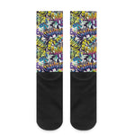 Graffiti Text Pattern Print Crew Socks