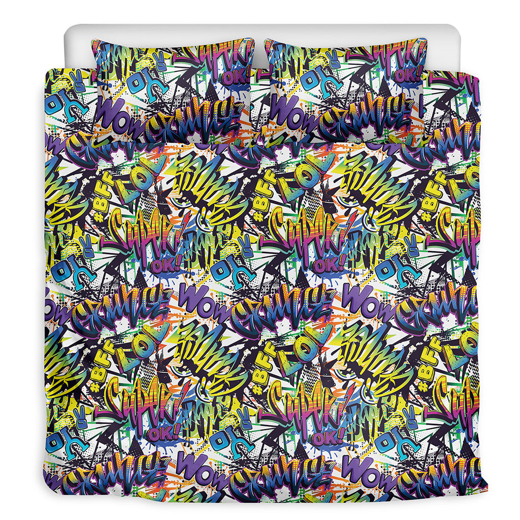 Graffiti Text Pattern Print Duvet Cover Bedding Set