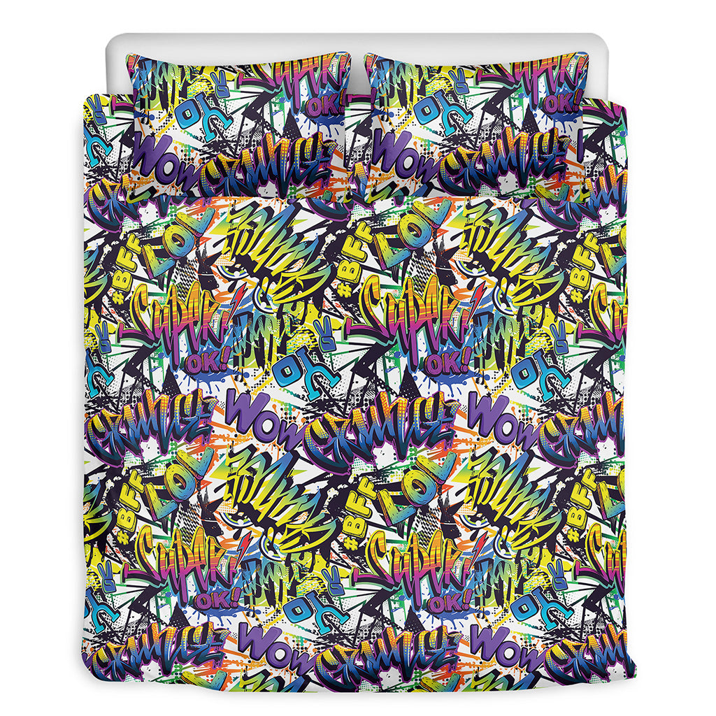 Graffiti Text Pattern Print Duvet Cover Bedding Set