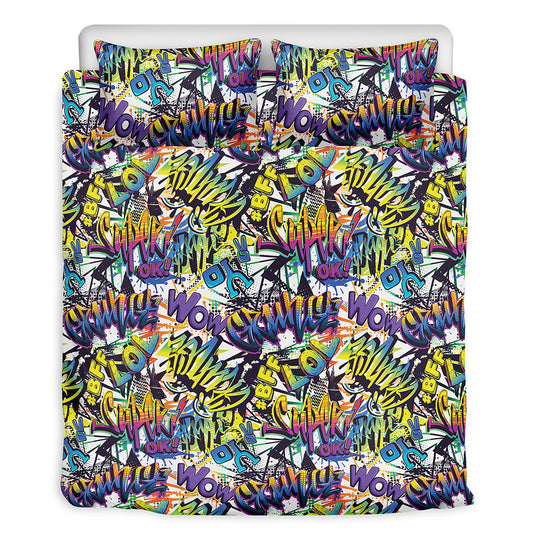 Graffiti Text Pattern Print Duvet Cover Bedding Set