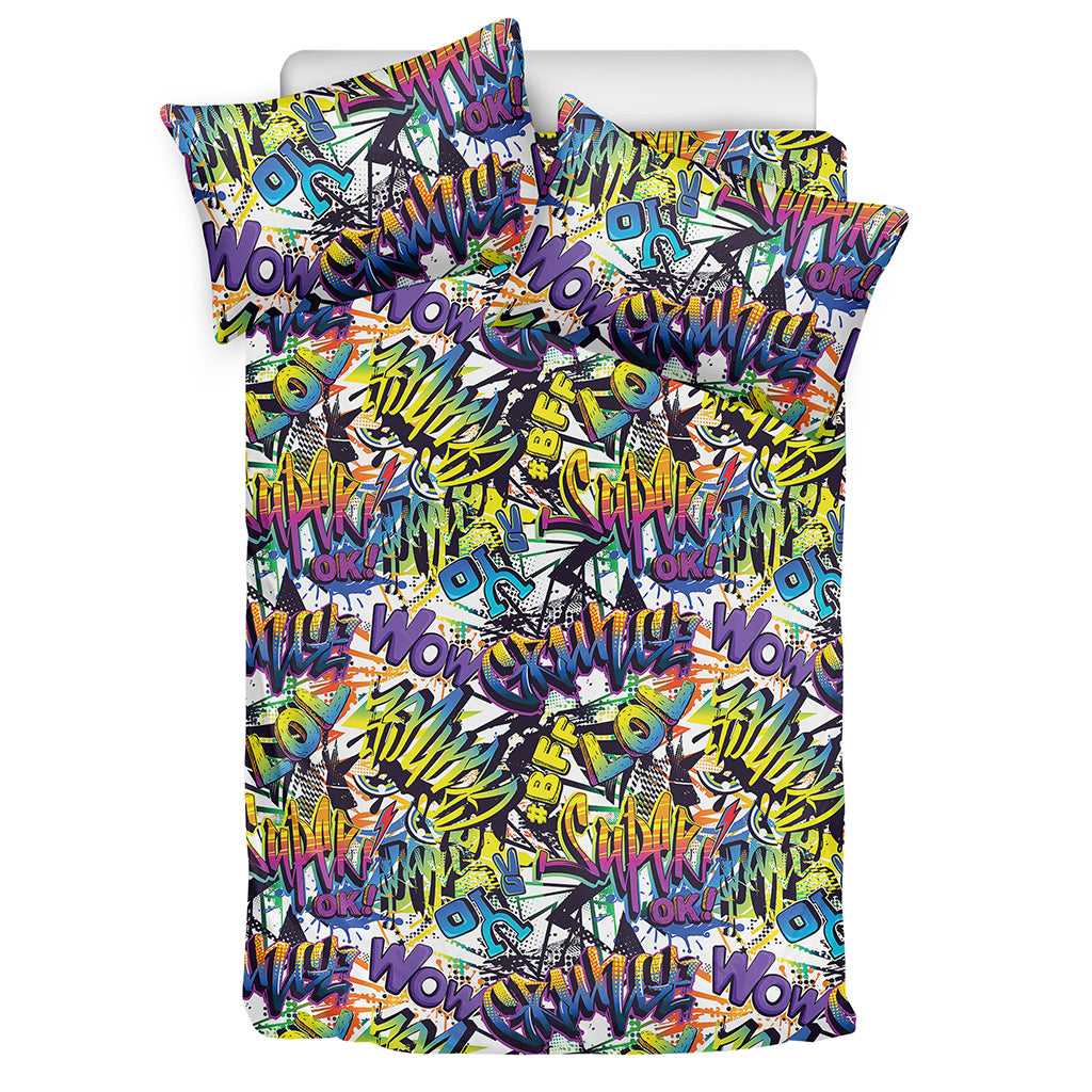 Graffiti Text Pattern Print Duvet Cover Bedding Set
