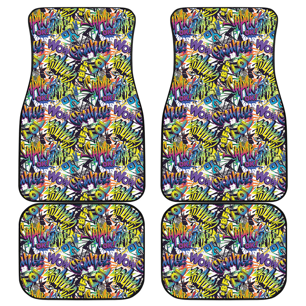 Graffiti Text Pattern Print Front and Back Car Floor Mats