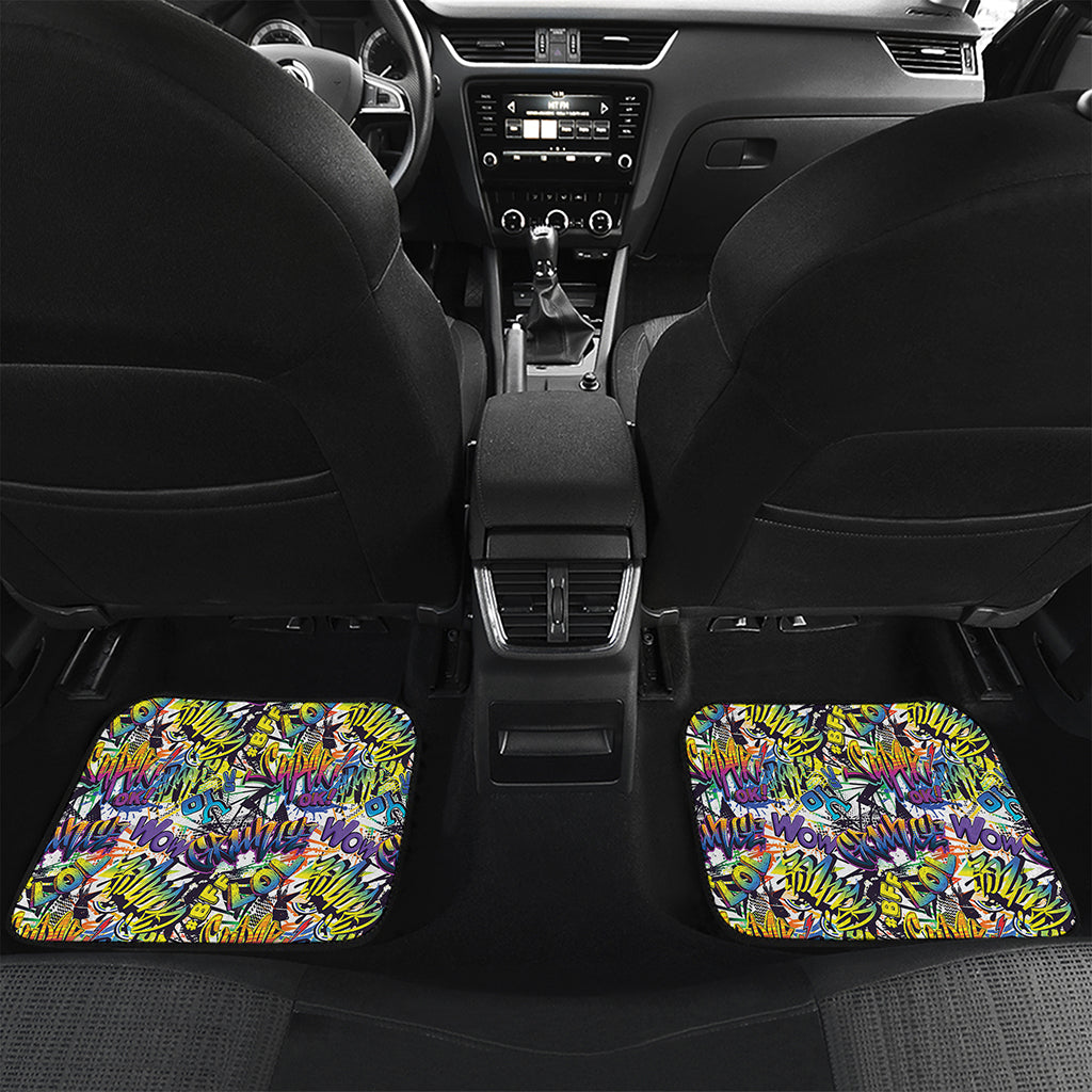 Graffiti Text Pattern Print Front and Back Car Floor Mats