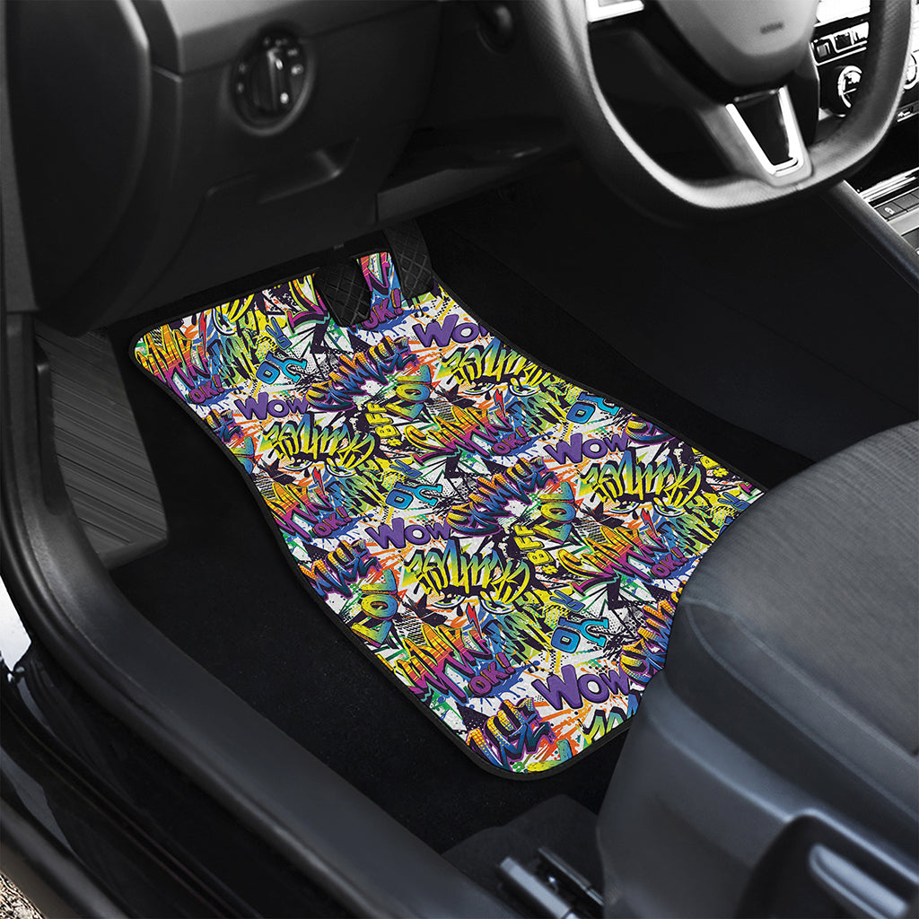Graffiti Text Pattern Print Front and Back Car Floor Mats