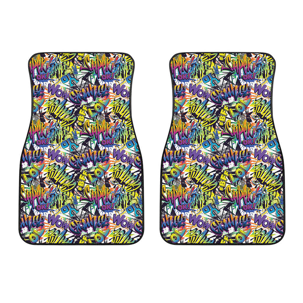 Graffiti Text Pattern Print Front Car Floor Mats