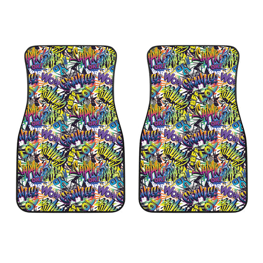 Graffiti Text Pattern Print Front Car Floor Mats
