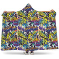 Graffiti Text Pattern Print Hooded Blanket