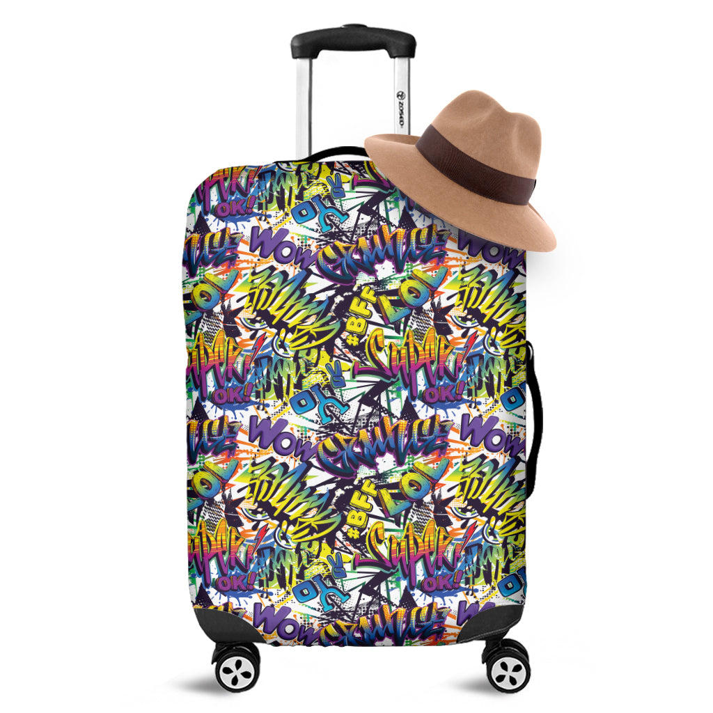 Graffiti Text Pattern Print Luggage Cover
