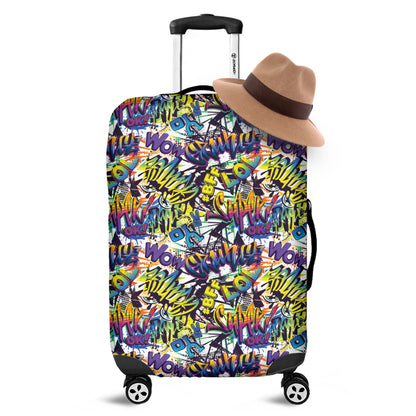 Graffiti Text Pattern Print Luggage Cover