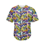 Graffiti Text Pattern Print Men's Baseball Jersey