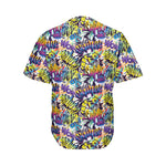 Graffiti Text Pattern Print Men's Baseball Jersey