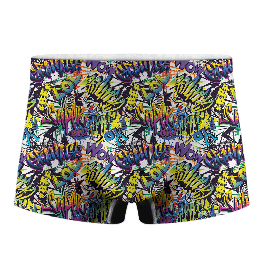 Graffiti Text Pattern Print Men's Boxer Briefs