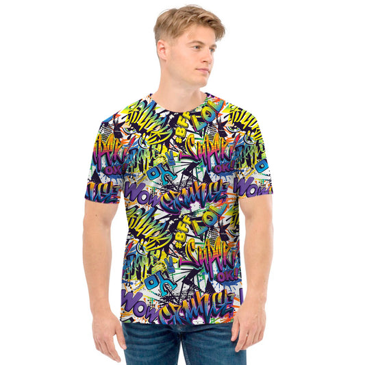 Graffiti Text Pattern Print Men's T-Shirt