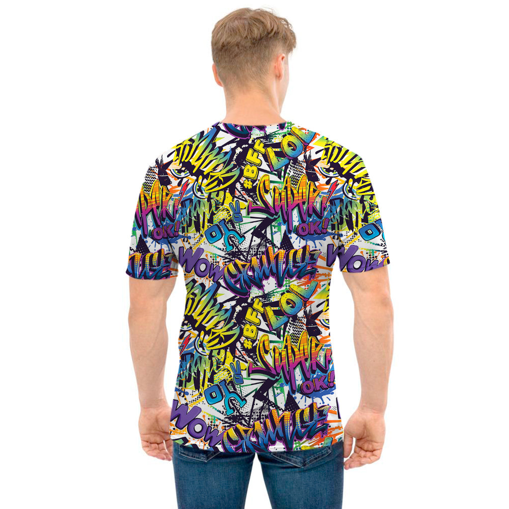 Graffiti Text Pattern Print Men's T-Shirt