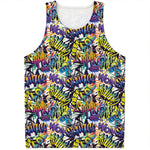Graffiti Text Pattern Print Men's Tank Top