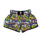 Graffiti Text Pattern Print Muay Thai Boxing Shorts