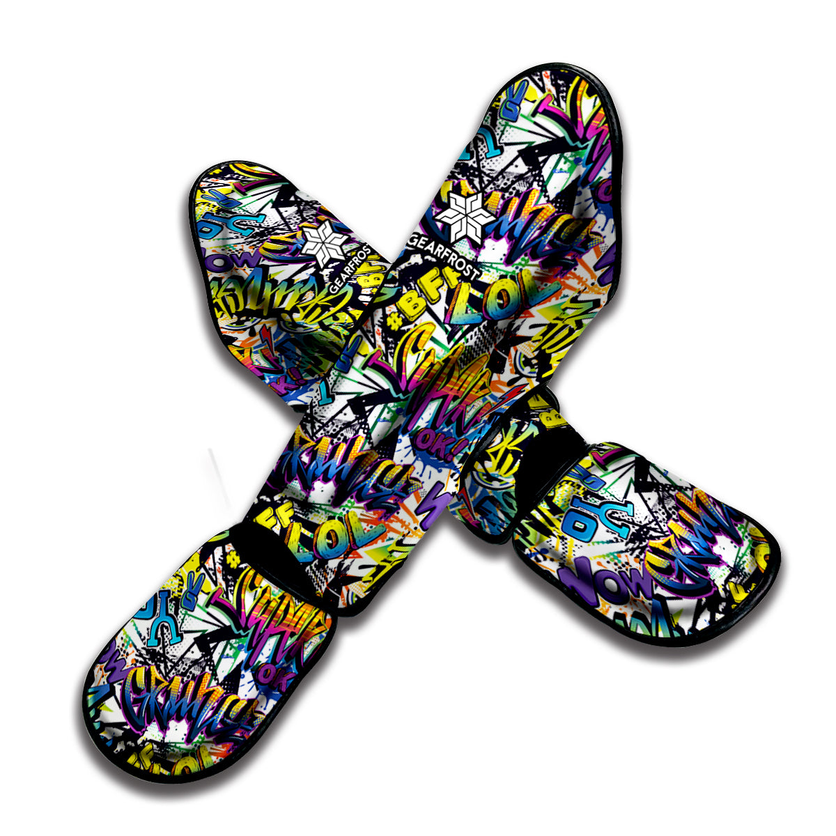 Graffiti Text Pattern Print Muay Thai Shin Guard