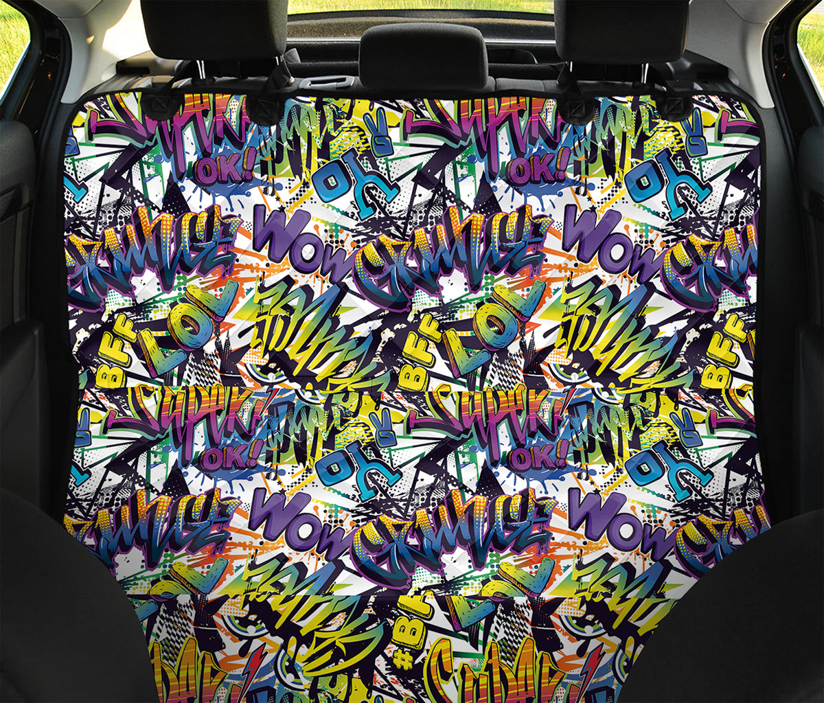 Graffiti Text Pattern Print Pet Car Back Seat Cover