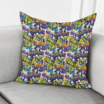 Graffiti Text Pattern Print Pillow Cover