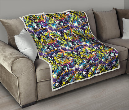 Graffiti Text Pattern Print Quilt