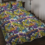 Graffiti Text Pattern Print Quilt Bed Set