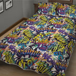 Graffiti Text Pattern Print Quilt Bed Set