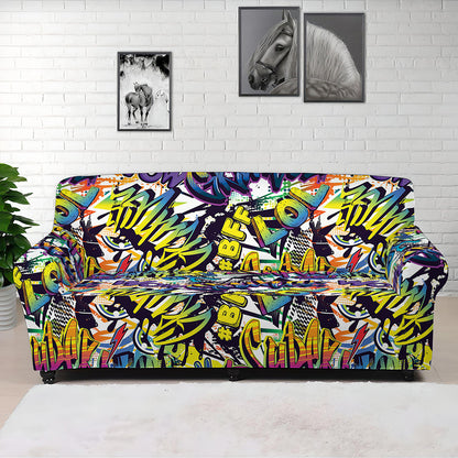Graffiti Text Pattern Print Sofa Cover
