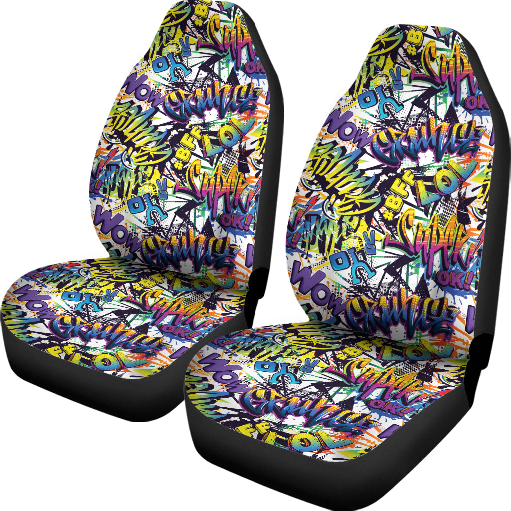 Graffiti Text Pattern Print Universal Fit Car Seat Covers
