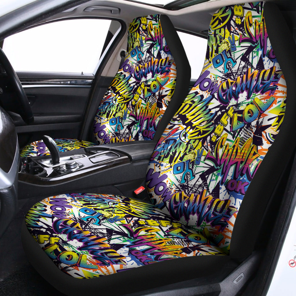 Graffiti Text Pattern Print Universal Fit Car Seat Covers