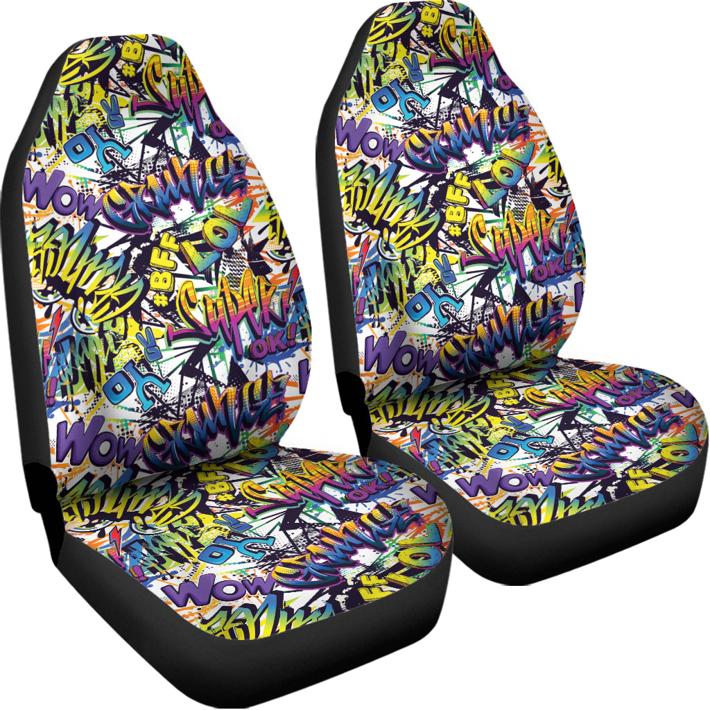 Graffiti Text Pattern Print Universal Fit Car Seat Covers