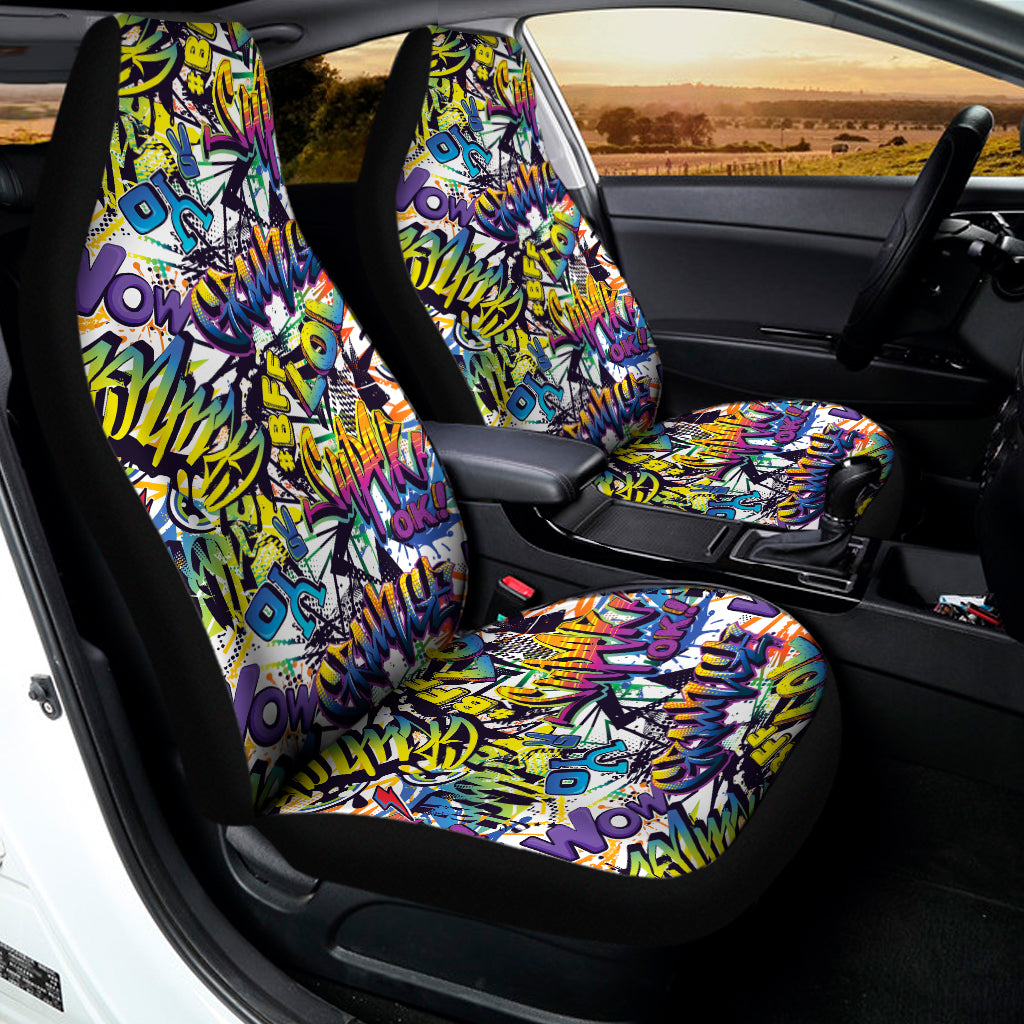 Graffiti Text Pattern Print Universal Fit Car Seat Covers