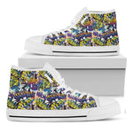 Graffiti Text Pattern Print White High Top Shoes