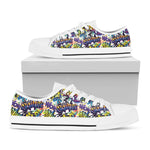 Graffiti Text Pattern Print White Low Top Shoes