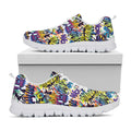 Graffiti Text Pattern Print White Running Shoes