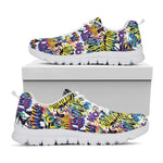 Graffiti Text Pattern Print White Sneakers