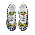Graffiti Text Pattern Print White Sneakers