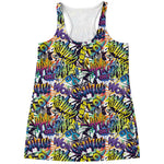 Graffiti Text Pattern Print Women's Racerback Tank Top