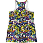 Graffiti Text Pattern Print Women's Racerback Tank Top