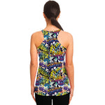 Graffiti Text Pattern Print Women's Racerback Tank Top