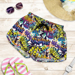 Graffiti Text Pattern Print Women's Shorts