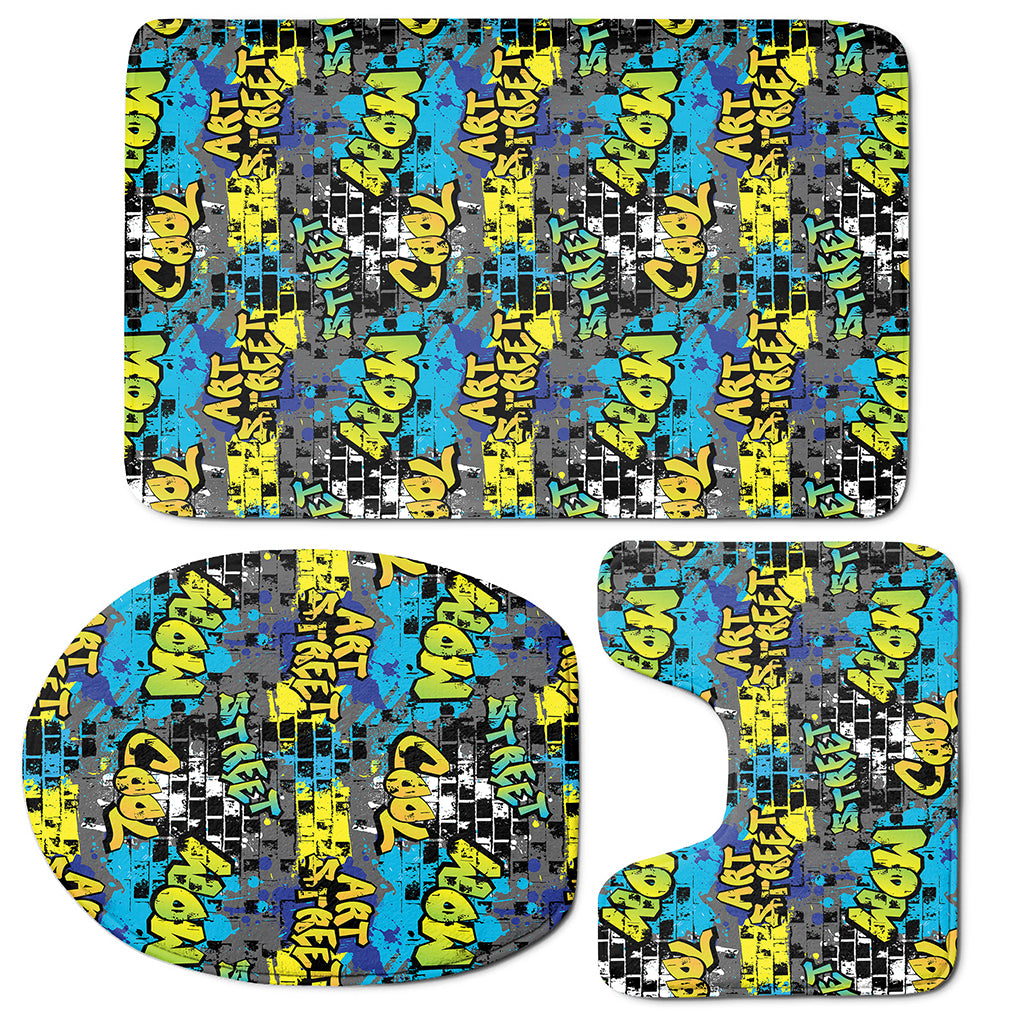 Graffiti Wall Print 3 Piece Bath Mat Set