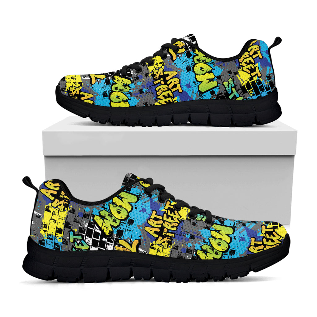 Graffiti Wall Print Black Sneakers